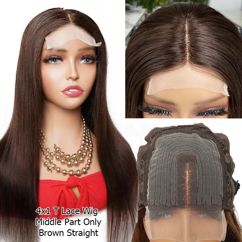 Brown Black Human Hair Wig For Women Lace Front Wig Glueless HD Transparent Lace Closure Natural Black Straight Remy Hair BOBBI