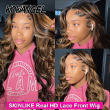 Wow Angel 250% Ombre Highlight Wig 13x6 HD Lace Front Wig Deep Part Body Wave Human Hair Wig Melt Skins Natural Scalp For Woman