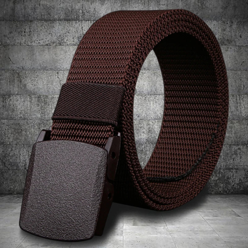 Men's Belt Casual Lightweight Breathable Tactical Outdoor Automatic Buckle Military Training Security Check Male's Canvas Belts