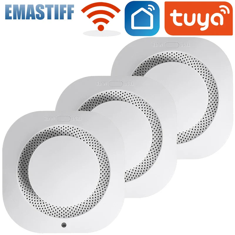 Tuya Smart WiFi 90DB Smoke Detector Sensor Alarm Home Security System Siren Fire Protection Smart Life APP Notification