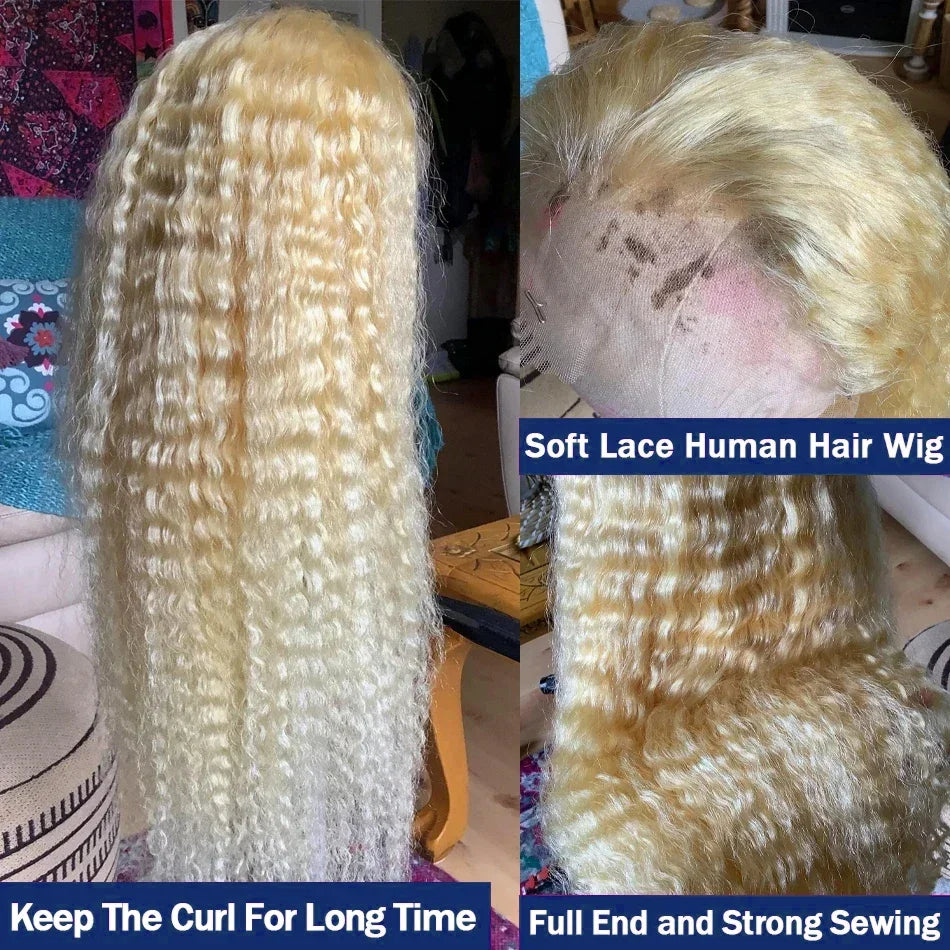 Wiggogo Blonde Lace Front Wig Glueless 613 Hd Lace Frontal Wig 13X6 Curly Lace Front Human Hair Wig 13X4 Deep Wave Frontal Wigs