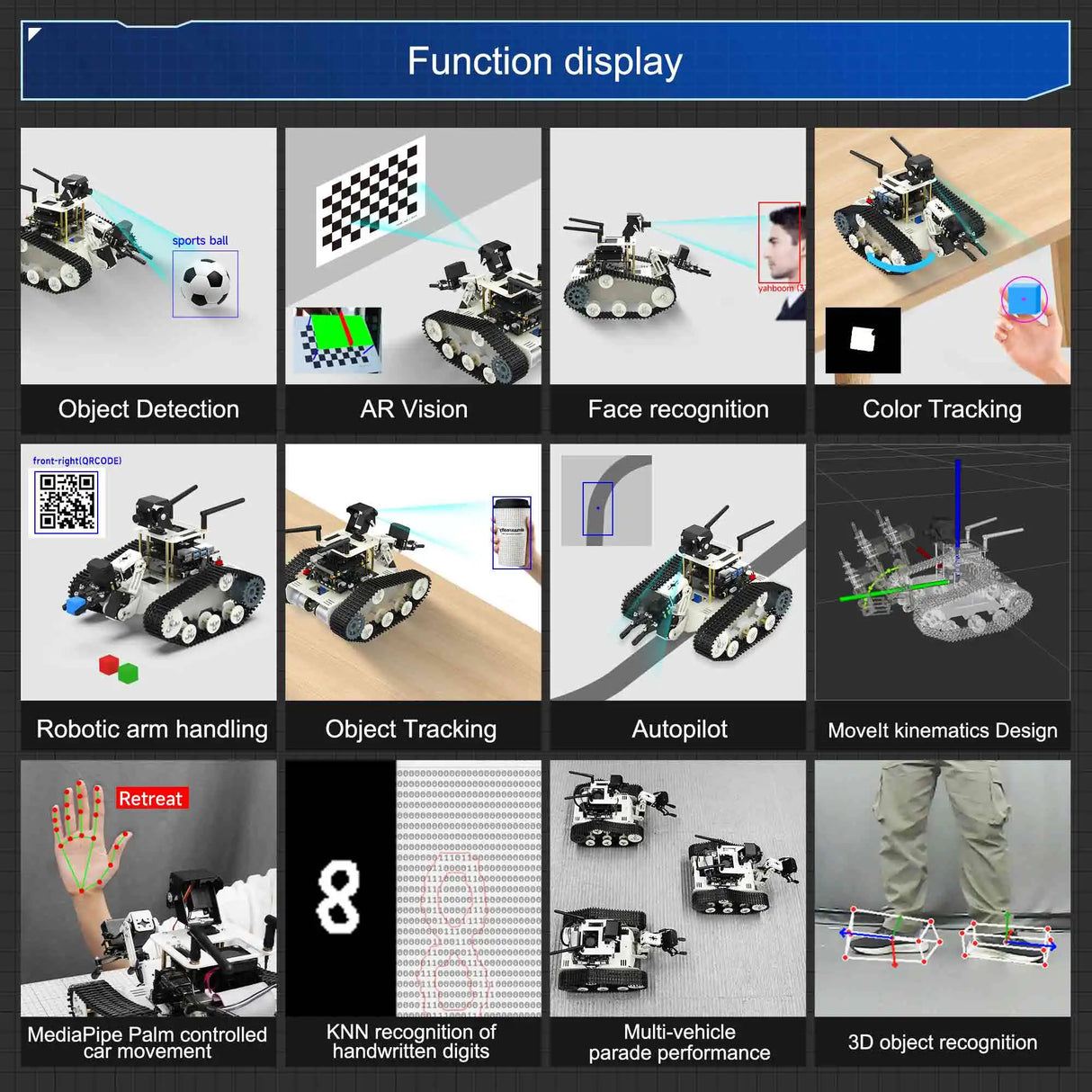 Transbot SE ROS Robot AI Vision Tank Car with 2DOF Camera PTZ Python Programing MoveIt simulation for Jetson NANO Raspberry Pi