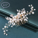 Silver Color Flower Hair Comb Clip Girls Handmade Alloy Pearl Hairpin Bridal Tiaras Wedding Hair Accessory Crystal Hair Jewelry