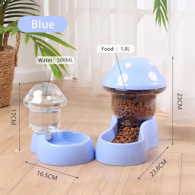 1.8L/500g Cat Automatic Feeder Mushroom Shape Water Bottle Cat Bowl Feeding & Watering Supplies Dog Water Dispenser Pet Products