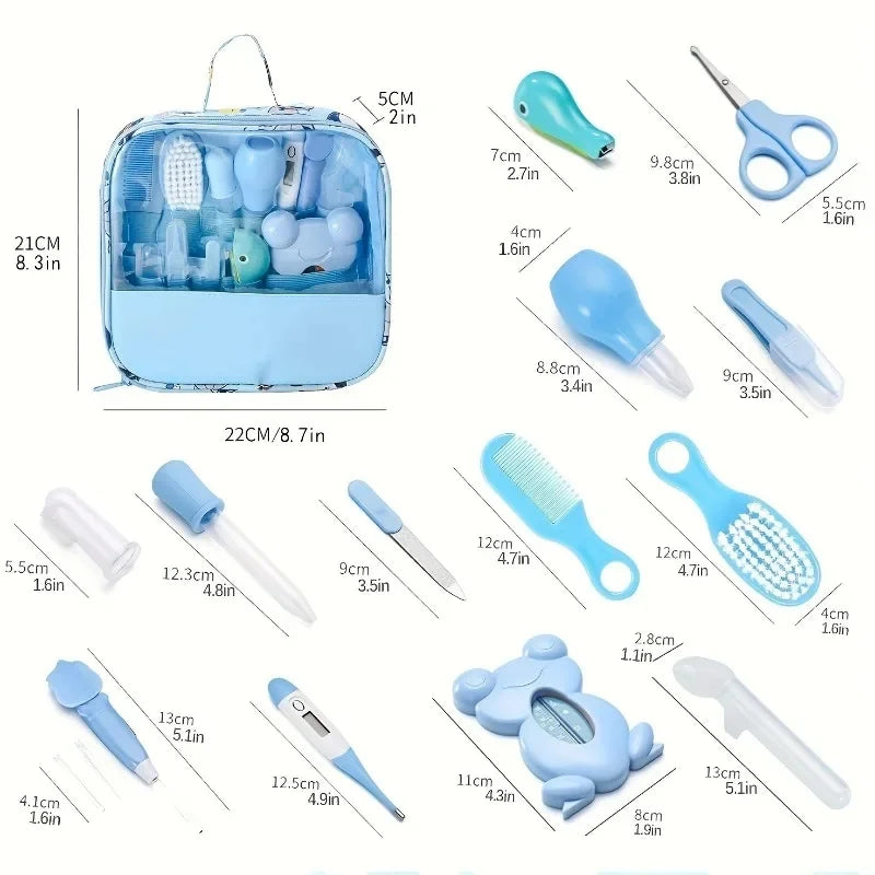 Baby Care Kit 13Pcs Baby Hygiene Kit Items Newborn Nail Hair Health Care Thermometer Grooming Brush Clipper Scissor Toiletries