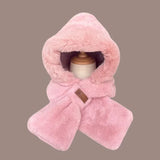 Women' S Autumn and Winter Korean Version Plus Velvet Warm Scarf Wool Hat Outdoor Cold- Proof Ear Protection One- Piece Cap