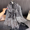 Luxury Pashmina Silk Scarf Shawl Wrap Paisley Jacquard Flowers Borders  Layers Reversible Classic Tassels For Women 70X190cm