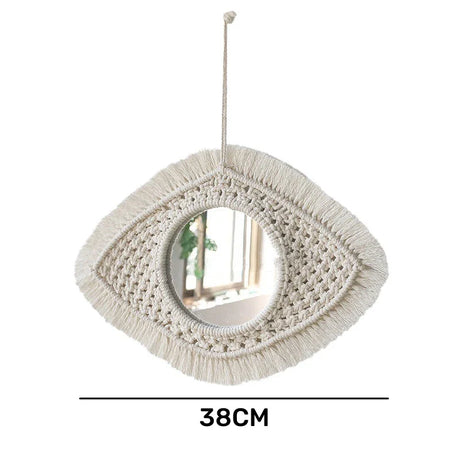 Macrame Wall Mirror Boho Round Mirrors Art Home Room Decor For Apartment Living Room Bedroom Baby Christmas Decoration Gift