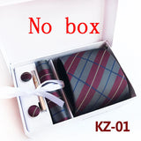 Ties For Men Luxury Tie Set Gift Box Jacquard Necktie Pocket Square Clip Cufflinks Handkerchief Corbata