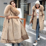 2023 New Winter Jacket Women Parka Fashion Long Coat Wool Liner Hooded Parkas Slim With Fur Collar Warm Snow Wear Padded Clothes