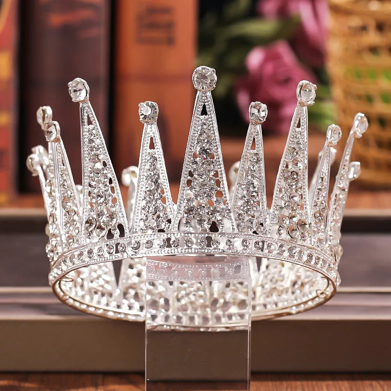 Crystal Rhinestone Round Crown Tiara Hair Jewelry Wedding Hair Accessories Bridal Hair Jewelry Queen Party Crown And Tiaras Gift