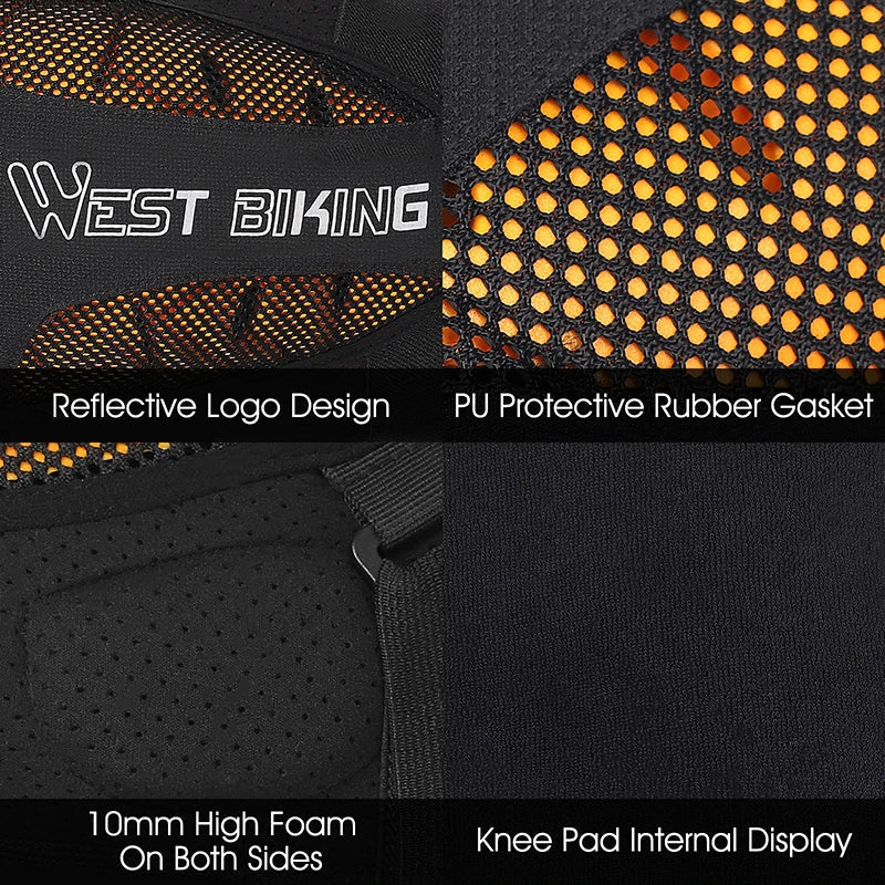 WEST BIKING Knee Pads Cycling Protector With PU Rubber Pad Physical Filling Running Basketball Sports Safety Knee Tendon Support