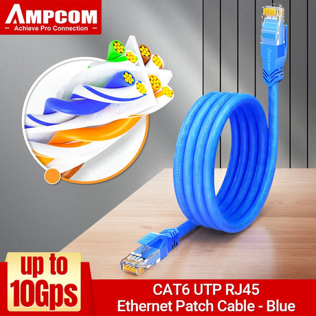 AMPCOM RJ45 Ethernet Cable, Cat6 Lan Cable (24AWG) UTP CAT 6 RJ 45 Network Cable Patch Cord for Desktop Computers Modem Router