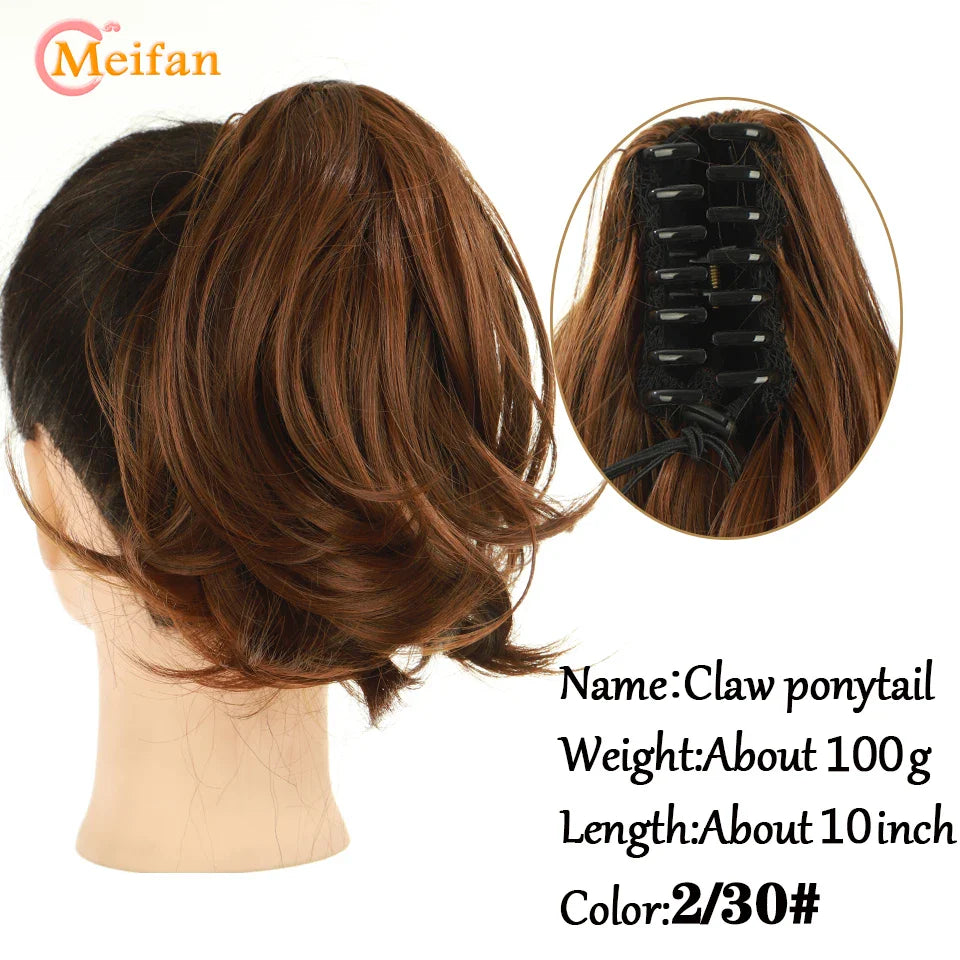 MEIFAN Long Synthetic Wavy Clip in Hair Ponytail Hair Wigs Extensions Style Claw Pony Tail Hairpiece for Women Cosplay Party