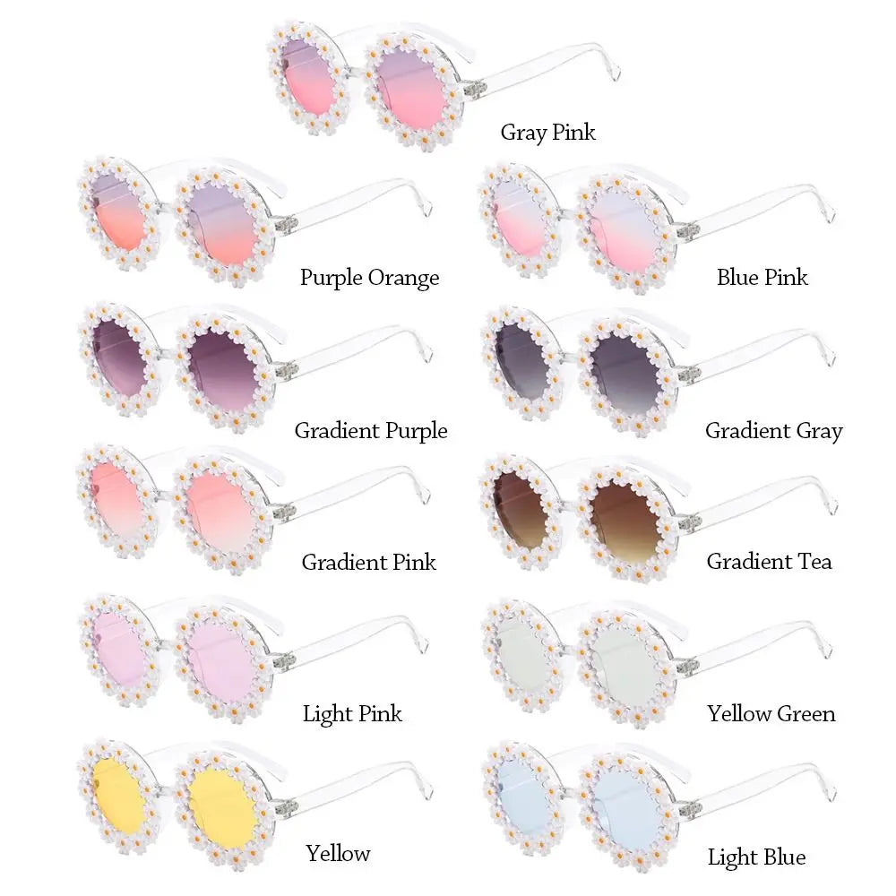 Fashion Retro Daisy Sunglasses for Women Round Flower Sun Glasses Trendy Summer Pool Beach Party Shades UV400 Eyewear