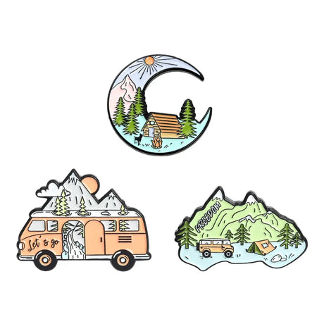 Outdoor Natural Scenery 3-6pcs/set Enamel Pins Custom Cosmic Mountains Travel Brooches Lapel Badges Jewelry Gift for Friends