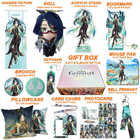 Genshin Impact Xianyun Navia Fontaine Furina Neuvillette Wriothesley Focalors Baizhu Kaveh Gift Box Include Keychain Doll Pillow