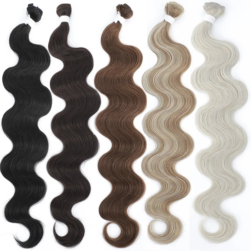 Colorful Body Wave Hair Bundles 613 Piano Blonde Natural Synthetic Hair Extensions Ombre Thick Ponytail Loose Deep Hair Weaving