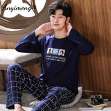 Big Size Autumn New Mens Casual Pajamas Set Cotton Long Sleeve Kawaii Bear Cartoon Printing Sleepwear for Men Pijama for Boy