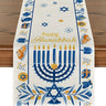 Happy Hanukkah Menorah Table Runner, Seasonal Chanukah Kitchen Dining Table Decoration for Outdoor Home Party