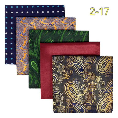 5 Pieces Colorful Assorted Mens Pocket Square Silk Classic Handkerchief Set Gift