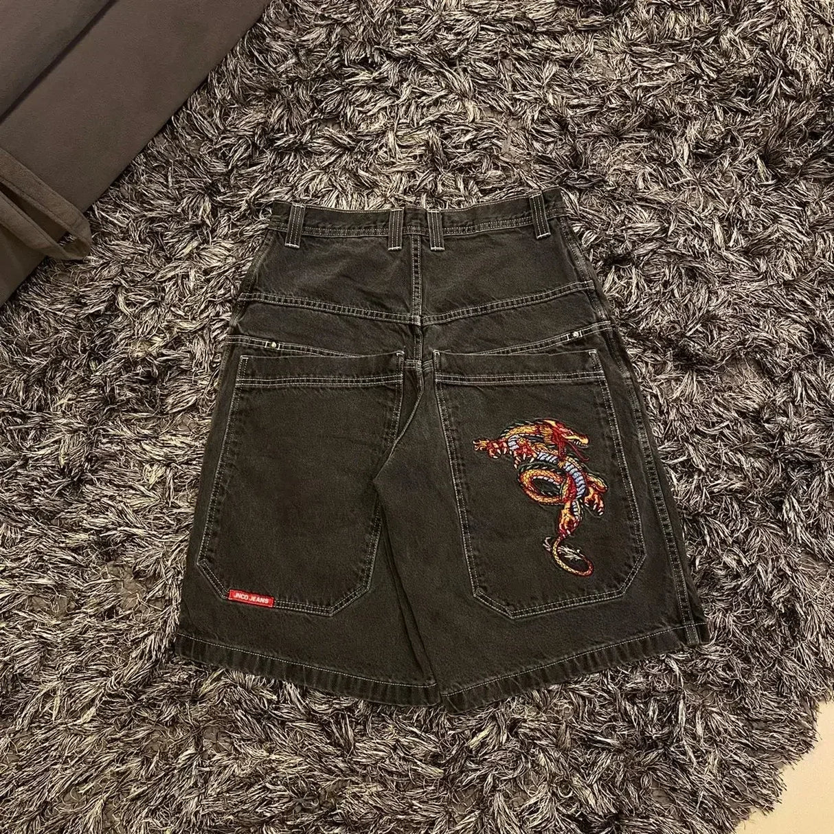 Hip Hop Pocket Baggy Denim Harajuku JNCO Mens Shorts Y2K Gym Shorts Women 2024 New Gothic Basketball Shorts Streetwear