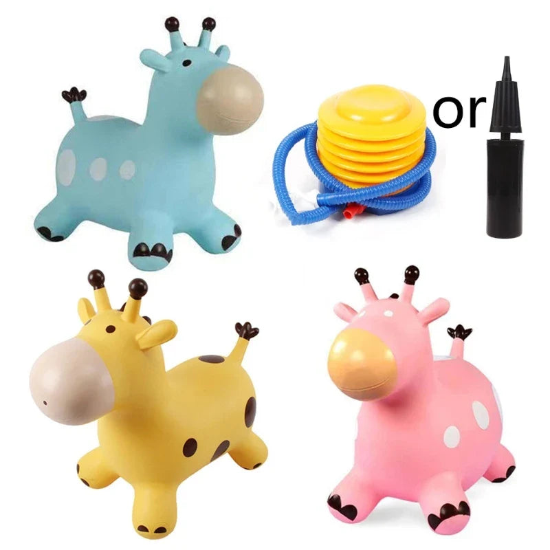 Inpany Bouncy Giraffe Hopper Inflatable Jumping Giraffe Bouncing Animal Toys K1MA