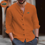 High Quality Men's Spring/Summer New Long Sleeved Cotton Linen Shirt Business Casual Loose Fitting T-Shirt Shirt Top S-2XL