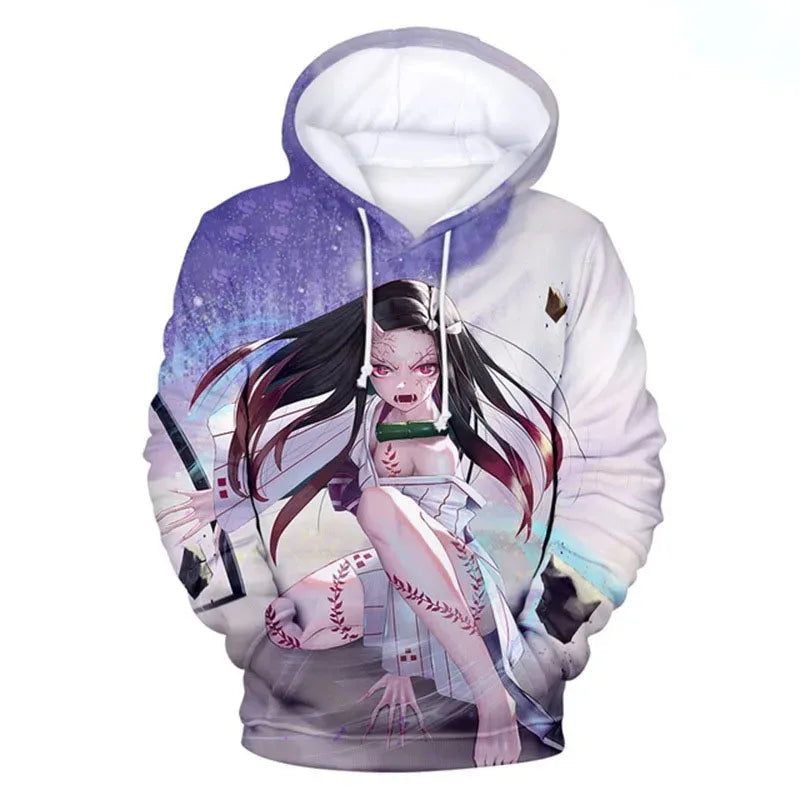 Anime Demon Slayer Hoodies Kamado Nezuko 3D Print Men Women Plus Size Pullover Hooded Sweatshirts Streetwear Tops Clothing