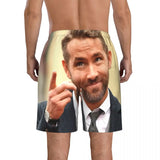 Ryan Reynolds Men's Beach Shorts Fitness Quick-drying Swimsuit Funny Street Fun 3D Shorts