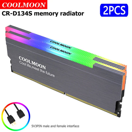 COOLMOON CR-D134S RAM Heat Spreader 5V 3PIN Male/Female Addressable Memory Cooler Heatsink Support RGB Controller for Desktop PC