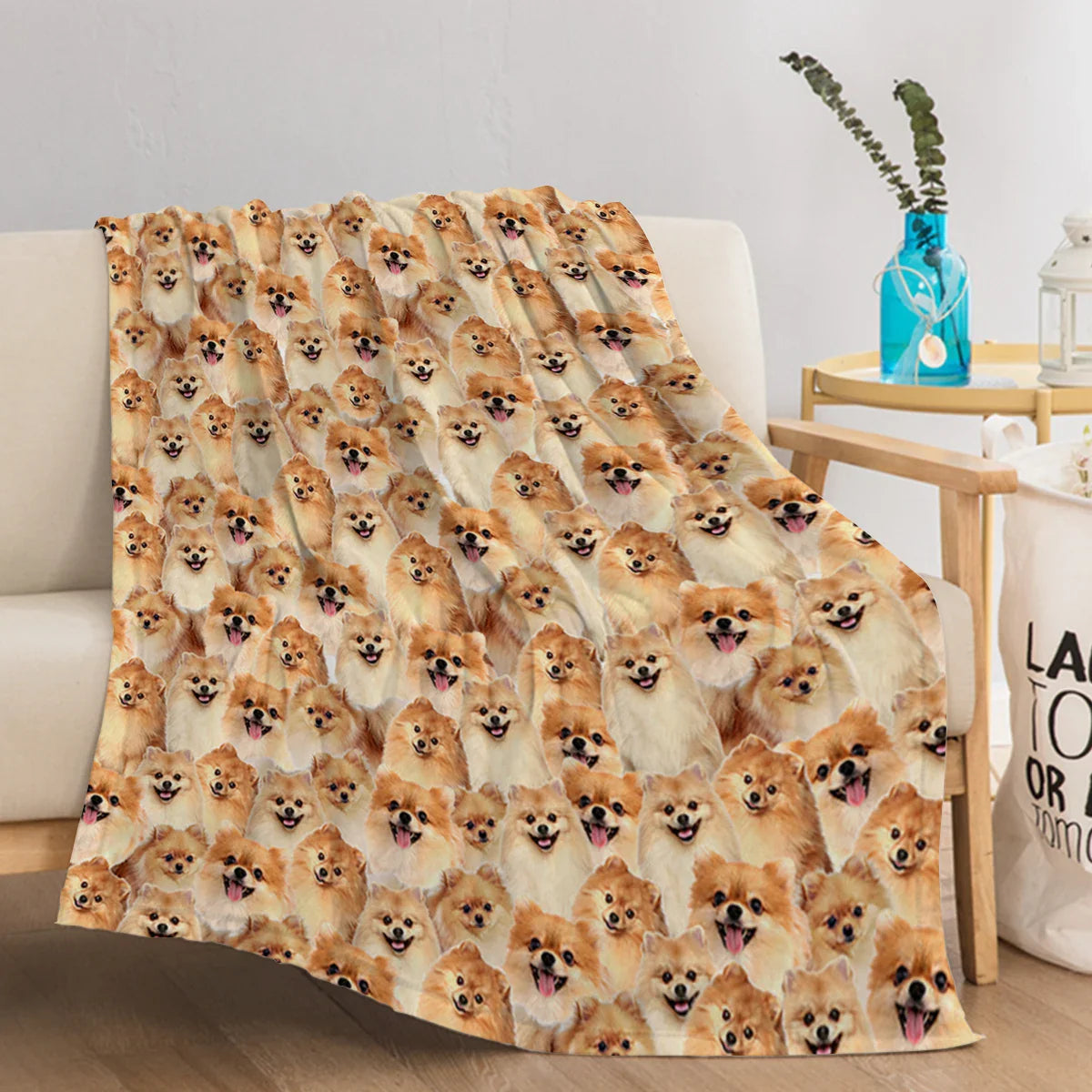 Pomeranian Throw Blanket Fuzzy Dog Blanket for Kids Pomeranian Gifts for Pomeranian Lovers Cozy Blanket for Couch Sofa Bed