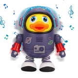 Space Duck Dancing Toy New Cartoon Space Swinging Colorful Light Music Ducks Animal Electric Dancing Walking Yellow Duck Baby