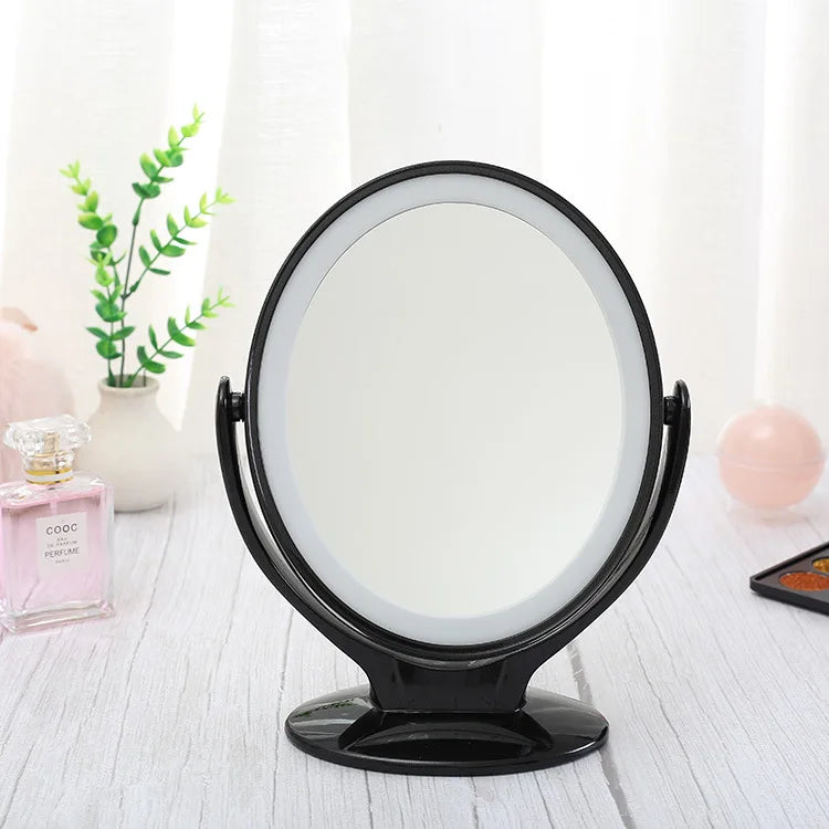 Makeup Mirror with Light Double-Sided 1X/7X Magnifying Mirror USB Rechargeable 360° Rotating Freestanding LED Mirror Makeup