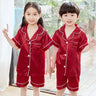 Girls Pink Satin Pajamas Sets Children's 2pcs Nightgowns Loungewear Boys Silk Pyjamas Teenager Nightgowns Sleepwear for 2-14T