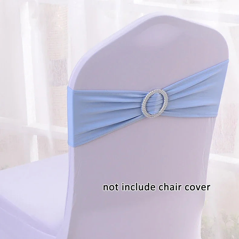 50pcs/lot Stretch Lycra Spandex Chair Covers Bands With Buckle Slider For Wedding Decorations Wholesale Chair Sashes Bow