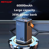 Portable Power Bank Station 60000mAh PD65W Fast Charge Multiple Ports Emergency Powerbank For iPhone Xiaomi Samsung LED Diaplay