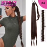 28 Inch Long DIY Braided Ponytail Extension with Hair Tie Straight Wrap Around Hair Extensions Ponytail Synthetic Hairpiece 100G