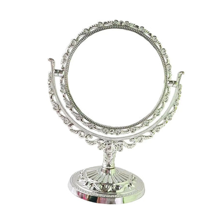 Tabletop Makeup Mirror Elegant Decorative 360 Degree Rotation Desktop Stand Mirror for Vanity Bedroom Bath Hotel Dressing Room