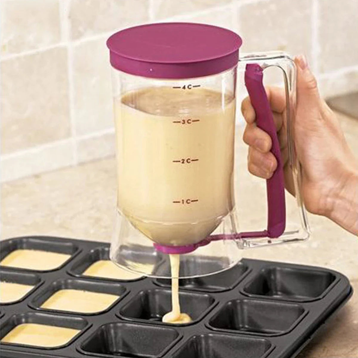 900ML Pancake Batter Dispenser Flour Paste Separator for Cupcake Waffles Muffin Mix Cake Bakeware Kitchen Measuring Baking Tool