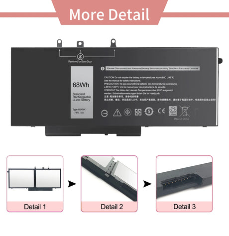 GJKNX Laptop Battery for Dell Latitude 5480 5580 5590 5490 5280 5288 5488 5591 5491 5495 E5480 E5580 E5490 E5590 Pre