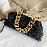 Luxury Brand Women Purple Orange Messenger Bags Shell Clip Thick Chain Ruched Handbags And Purse Prom Clutch Lady Shoulder Bags