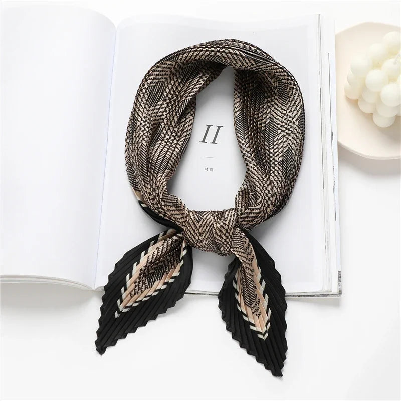 2023 Brand Crinkle Scarf Women Silk Satin Square Neck Tie Hand  Wirst Female Headscarves Bandana Shawl  Leopard Hair Foulard