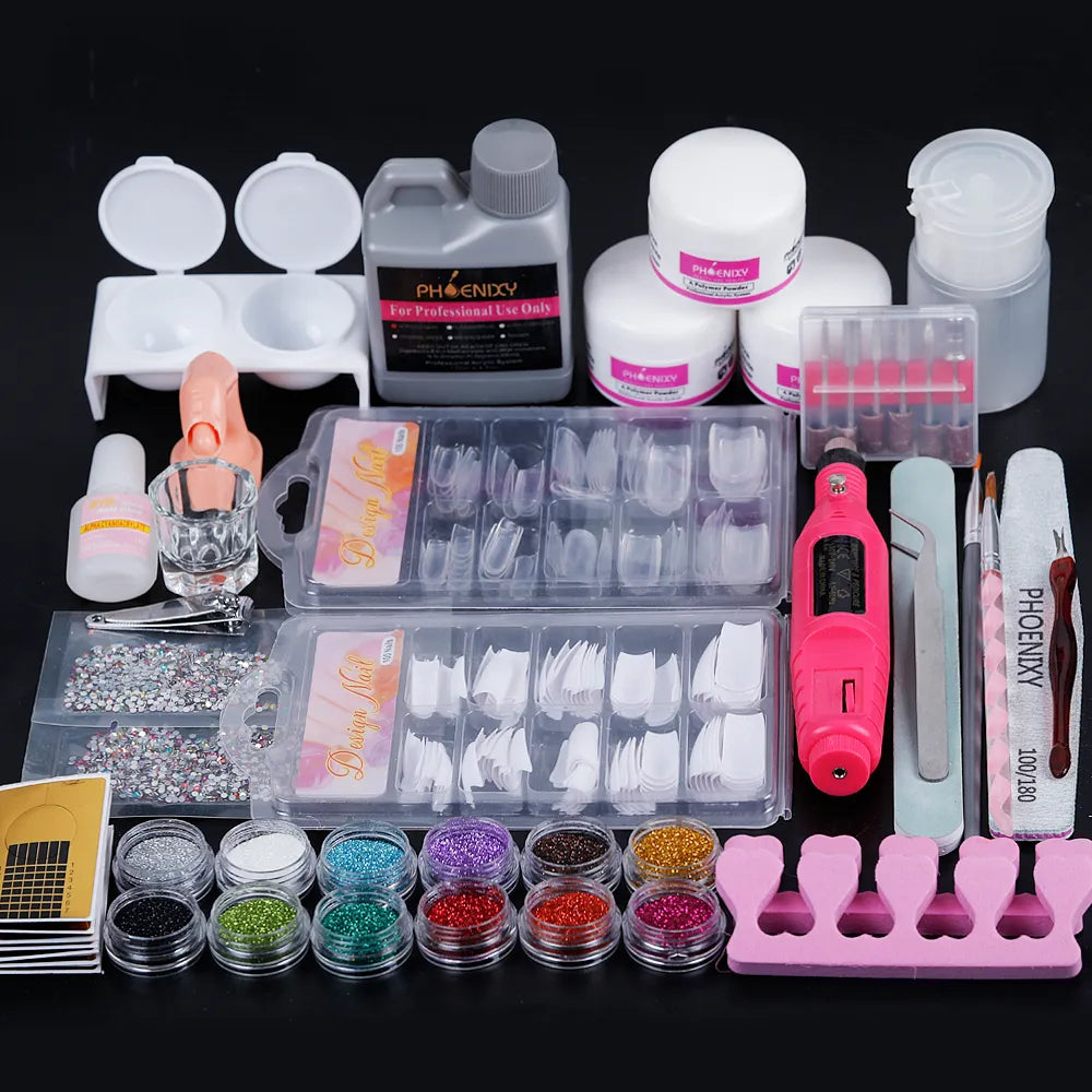 Acrylic Powder Set Nail Extension Set Nail Tips All For Manicure Nail Art Decorations Tools Nail Kit Professional Set For Nails