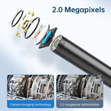 2MP Endoscope Camera IP67 Waterproof 8 MM Hard Wire Pipeline Inspection Borescope With 8 Adjustable LED For IOS Iphone Android