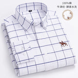 2023 100% Cotton Oxford Man Leisure Embroidered Horse Shirts Streetwear Oversized  Men Shirt Floral Long Sleeve Casual Plus Size