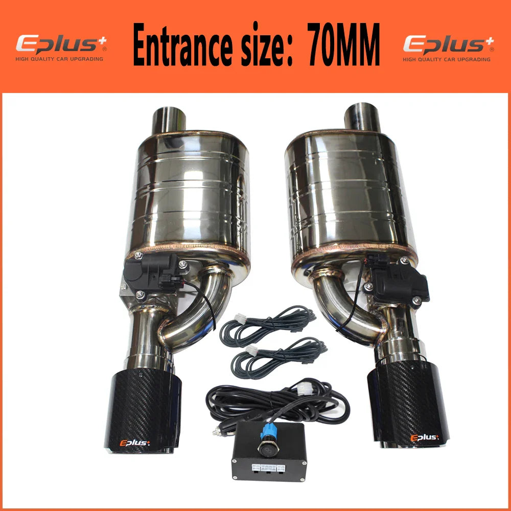 EPLUS 1 Pair 2pcs Car Exhaust System Electric Valve Control Exhaust Pipe Kit Adjustable Valve Angle Silencer Stainless Universal