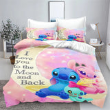 Stitch Bedding Set Cute Printed Cartoon Quilt Cover Duvet Cover Comforter Sets King Size 100% Polyester