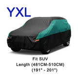 Universal Full Car Covers Outdoor Waterproof Sun Rain Snow UV Protection Black Green Splicing Color Cover Fit SUV/Sedan/Hatchbac