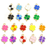 Dopamine Four-leaf Clover Enamel Charms 20pcs DIY Necklace Bracelet Earrings Keyring Amulet Pendants Creative Gift Accessories